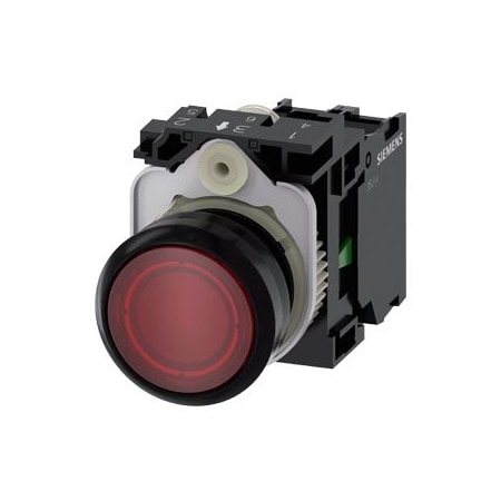 Siemens Illuminated pushbutton, 22 mm, round, plastic, red, pushbutton 3SU1102-0AB20-1BA0-ZY10