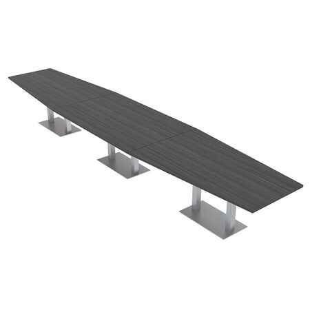 Skutchi Designs Hexagon Conference Table With Power Unit, 48 in W, 216 in L, Grey HAR-HEX.IR-48X216-DOU-WA7949-NA