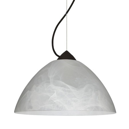 Besa Lighting Besa Tessa Pendant, Marble, Black Finish, 1x 75W MAX E26 Base 1KX-420152-BK