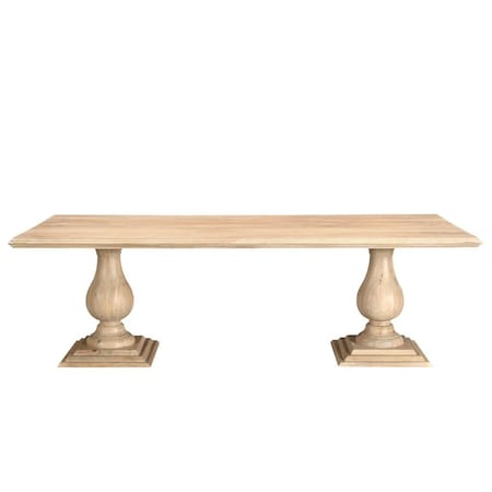 Homeroots 96" Natural Wood Double Pedestal Base Dining Table 554335