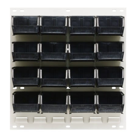 Quantum Storage Systems 18X19 HC LOUVERED PANEL W/16 BINS BLACK QLP-1819HC-210-16BK