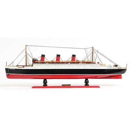 Homeroots 12" Black and Red Solid Wood Hand Painted RMS Queen Mary Large Model Boat 401876