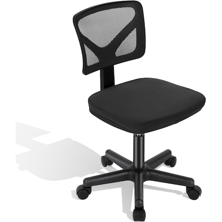 Simple Deluxe Low-Back Mesh Armless Office Chair, Swivel Rolling Computer Chair No Arms with Lumbar Support 3A88FNCHAIRC2077BK01