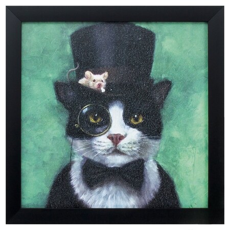 Homeroots 11" X 11" Black Frame Tuxedo Cat 365896