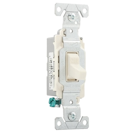 Eaton Wiring Devices Toggle Switch, 15 A, 120, 277 VAC, Screw Terminal, PVC Housing Material, Light Almond CS115LA