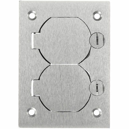 Hubbell Wiring Device-Kellems Box Cover, Floor Box Type, 1 Gang, Aluminum, Duplex Receptacle Cover Type SA3825