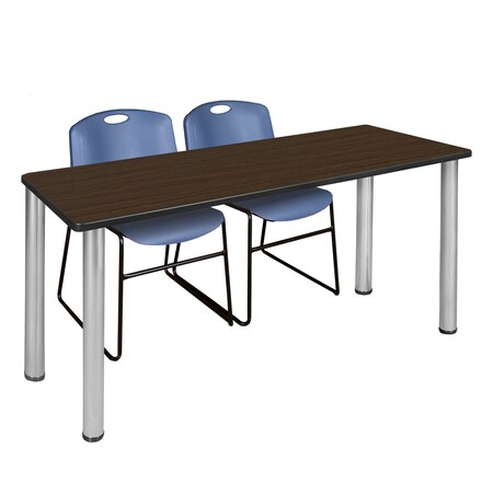 Regency Kee Training Table W/ 2 Zeng Chairs, 66 in W, 24 in L, Neo Walnut MT6624NWBPCM44BE