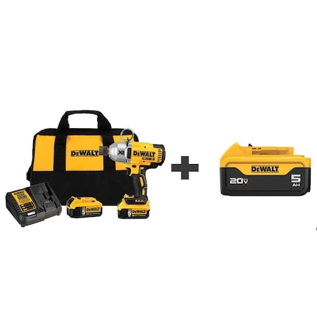 Dewalt 20V MAX XR 7/16" Cordless Impact Wrench Kit, (2) 5.0Ah Batteries DCF898P2 DCB205