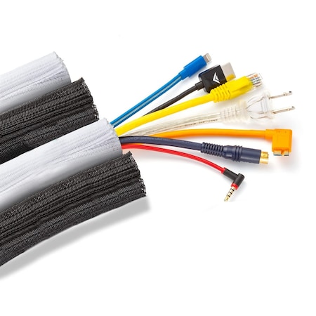Maximm 3ft 1/2" Split Wire Loom Cable Protector, 4PK, Blk/Wht & Blk/Org, 4PK SCW-3FT-.50-2B2W-4PK