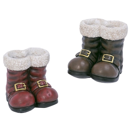 Gerson Multicolored Magnesium Santa Boots Table Decor 9 in. 2485600