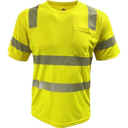 Reflective Apparel ANSI Type R Class 3 Short Sleeve T-Shirt with Coolmax Technology 104CMPS-LM-LG