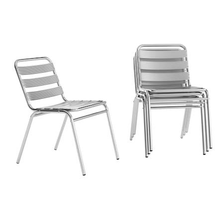 Flash Furniture Commercial Aluminum Restaurant Stack Chair, PK4 4-TLH-015-GG