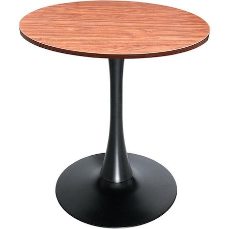 Leisuremod Bristol 27 in Round Dining Table with MDF Wood Top and Black Iron Pedestal Base BTBL-27CBR