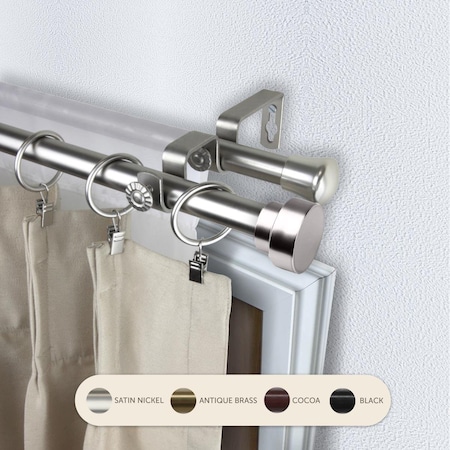 Central Design 0.8125 in. Cappa Double Curtain Rod with 120 to 170 in. Extension, Satin Nickel 4737-995