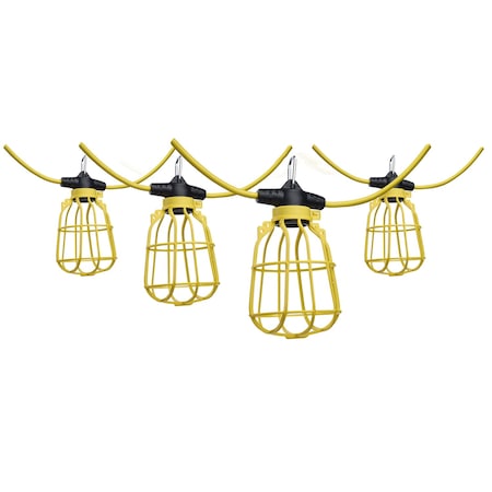 Satco 50 Foot Temporary String Light E26 Plastic Cages Lamps not included S13093