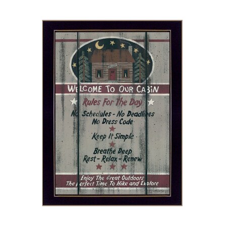 Homeroots Cabin Rules 6 Black Framed Print Wall Art 405140
