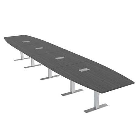 Skutchi Designs 20ft Conference Table With Power Unit | 20 Person Modular Boat Meeting Table | Harmony Series HAR-BOT-48X240-T-WA7949-ESIL