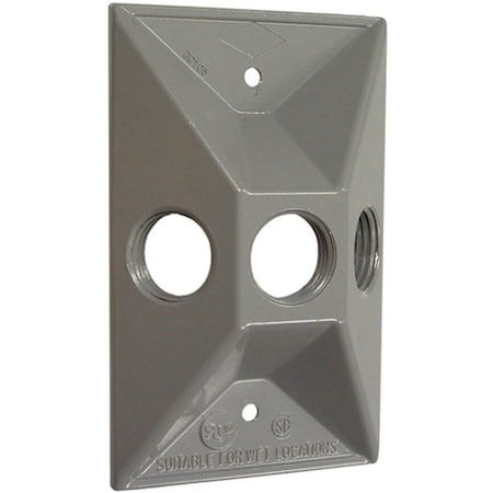 Hubbell Cluster Cover, 4-19/32 in L, 2-27/32 in W, Rectangular, Zinc, Gray, Powder-Coated 5189-5