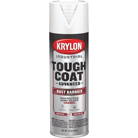 Krylon Industrial Tough Coat 15 Oz. Semi-Gloss White Rust Barrier Spray Enamel K00919008