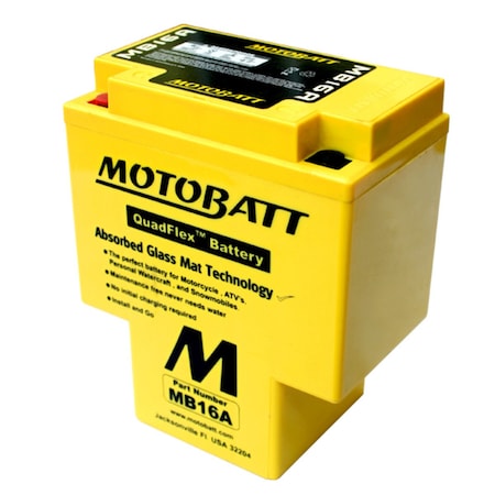 Motobatt 19Ah 200 CCA AGM Powersports Battery replaces HYB16A-A HYB16A-AB MB16A