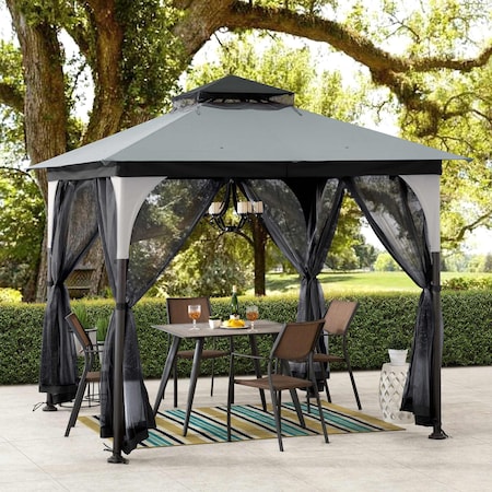 Sunjoy 9.5 ft x 9.5 ft Tan and Black 2-tone Steel Gazebo A101011141