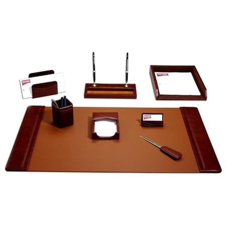 Dacasso Mocha Leather 8-Piece Desk Set D3012