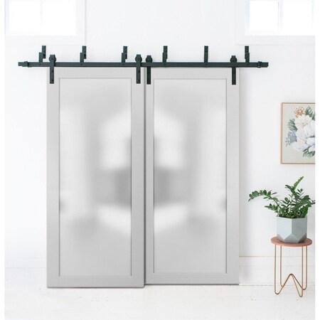 Sartodoors Sliding Closet Barn Bypass Doors with Hardware Planum 2102 White Solid Core Modern Interior PLANUM2102BBB-WS-36