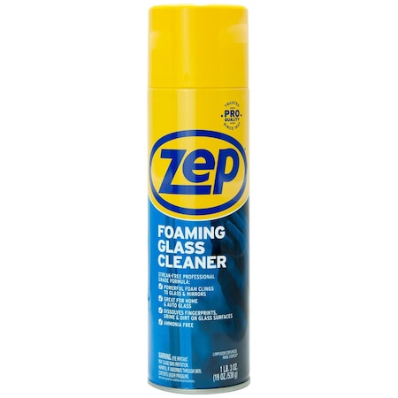 Zep Aerosol Foaming Glass Cleaner, Clear, Aerosol Can, 4 PK ZUFGC194
