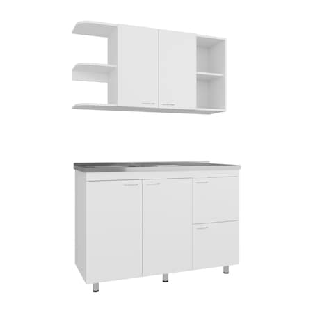 Homeroots Set Of Two White Wood China Cabinet 733383