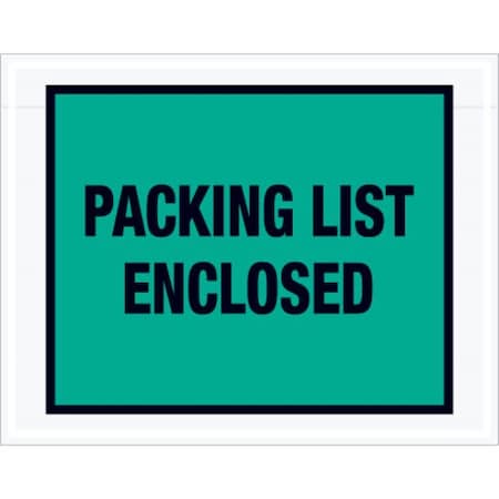 Zoro Select Packing List Envelopes, Green, PK1000 PL408