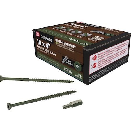 Grip-Rite DeckForce PrimeGuard Nano No, 10 x 4'' Star Drive Green Screw, 1 Lb. GRDF4STGR1