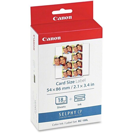 Canon Ink/Label Combo 7740A001 (KC-18IL), Black/Tri-Color 7740A001