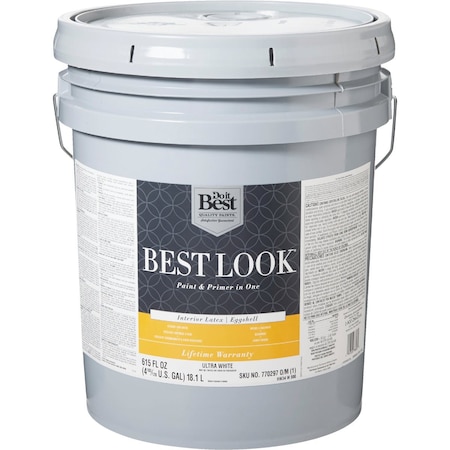 Do It Best Best Look Latex Premium Paint & Primer In One Eggshell Interior Wall Paint Ultra Wht 5 Gal. HW34W0800-20