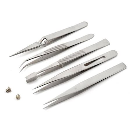 Zona Health Zona  Assorted Size Tweezer Set with Plastic Case, Set of 5 ZON37540