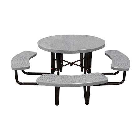 Leisure Craft 46" Round Picnic Table, Perforated Metal, Portable, Granite T46ROP-PERF-GRANITE