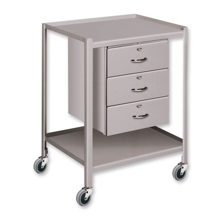 Pucel Utility Table, 19 in W x 25 in D x 31 in H, 2-Shelf with 3 Drawers, Gray TU-1925-2-3D-C3