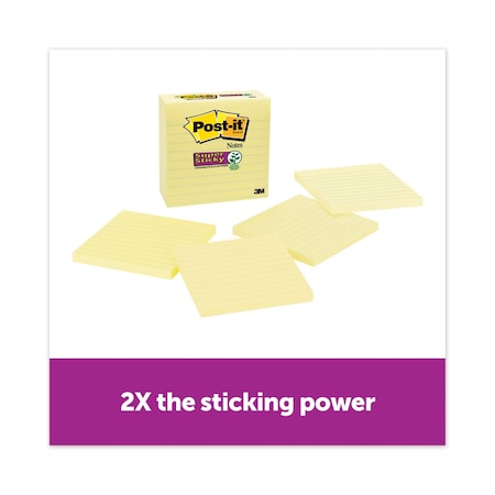 Post-It Pads in Canary Yellow, Note Ruled, 4in x 4in, 90 Sheets/Pad, 4PK 675-4SSCY