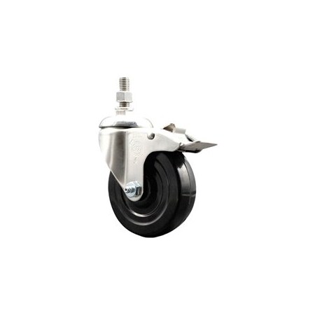 Service Caster 4 Inch 316SS Soft Rubber Wheel Swivel 12mm Stem Caster Total Lock Brake SCC SCC-SS316TSTTL20S414-SRS-M1215