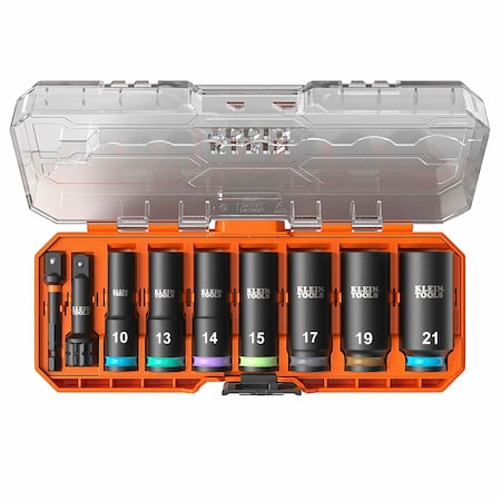 Klein Tools KNECT Deep-Well 3/8-Inch Drive Impact Socket Set, Metric, 9-Piece 65109IMPCTM