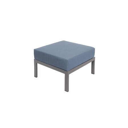 Bfm Seating Belmar Outdoor Ottoman with Sunbrella Cushion, Soft Gray Frame PH6106SG-14059