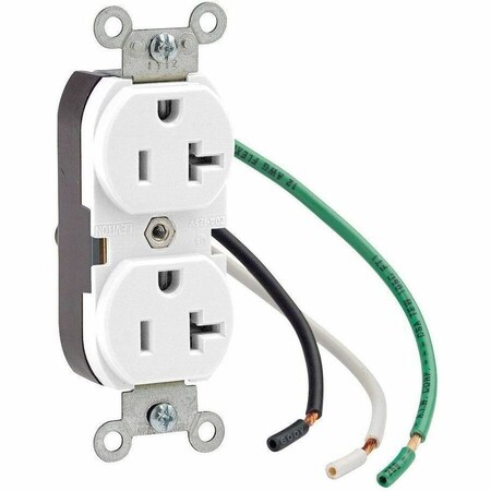 Leviton Duplex Receptacle Outlet, 20A, White, 125V 5362-LW
