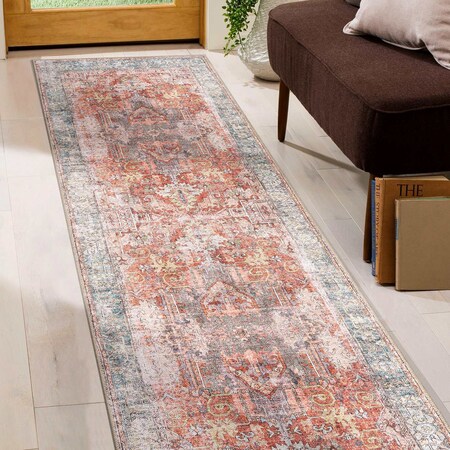 World Rug Gallery Vintage Inspired Distressed Machine Washable Runner Rug 2 ft 6 in x 7 ft Multi 6031MULTI2X7