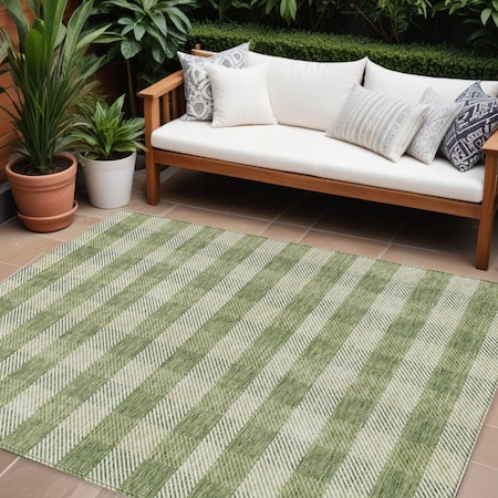 Homeroots 9' X 12' Green And Light Green Plaid Washable Indoor Outdoor Area Rug 595479