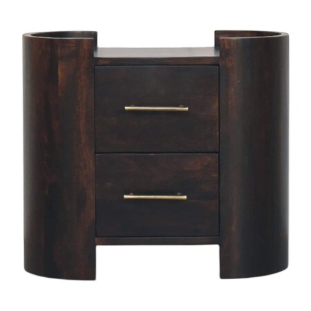 Homeroots 19" Mocha Solid Wood Round Two Drawer Nightstand 722522