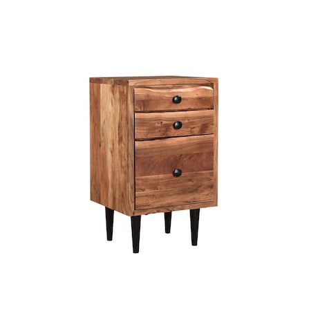 Homeroots 30" Brown Solid Wood Three Drawer Live Edge Filing Cabinet 522097