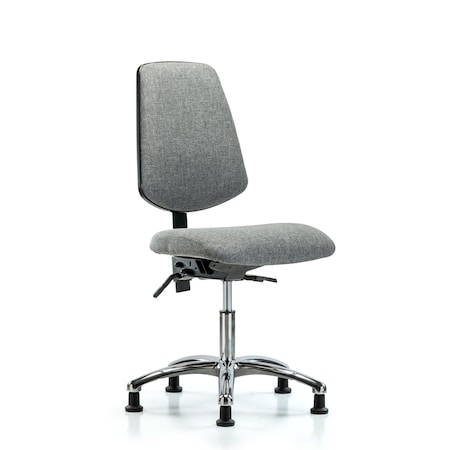 Blue Ridge Ergonomics Desk Chair Fab Desk Chair, Med, Bk, Chrm, Glides, Gry, No Arms, 19" to 24" Height, Fabric, Grey BR-FDHCH-MB-CR-T0-A0-RG-F44