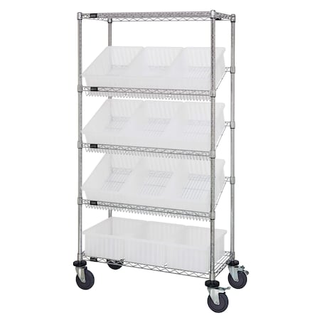 Quantum Storage Systems MOBILE WIRE SHELVING UNIT W/12 CLEAR BINS MWRS-5-92060CL