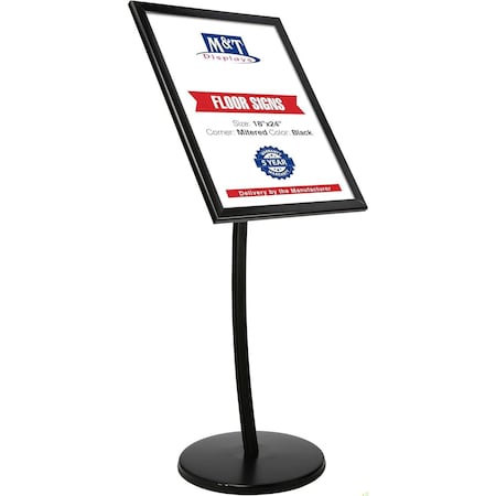 M&T Displays 18x24 Inch Universal Poster Showboard, Lockable Pedestal Menu Holder Aluminum Black UCUS1B0018X2000