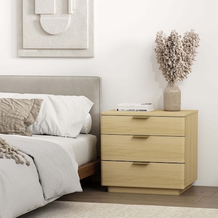 Manhattan Comfort Payton Nightstand in Natural Oak and Gold NS009-GNO