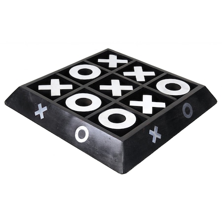 Homeroots Nickel And Dark Wood Tic Tac Toe Game Sculpture 364220